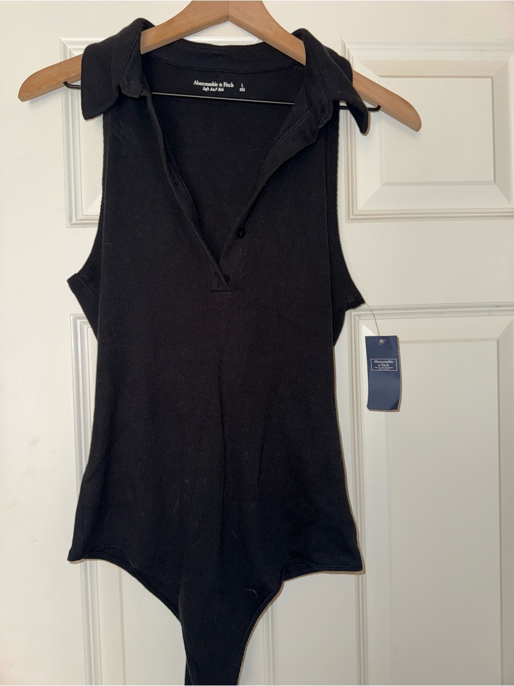 Abercrombie & Fitch Black Sleeveless Polo Stretch Bodysuit